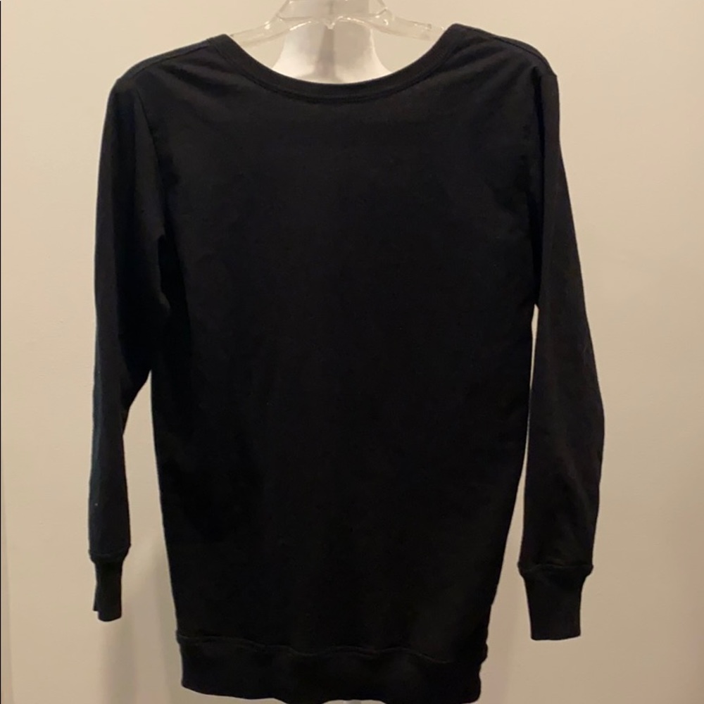 Black crew neck open back sweatshirt